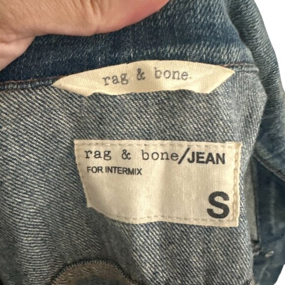 RAG & BONE Denim Cream Leather Jacket Size Small - Picture 5 of 12